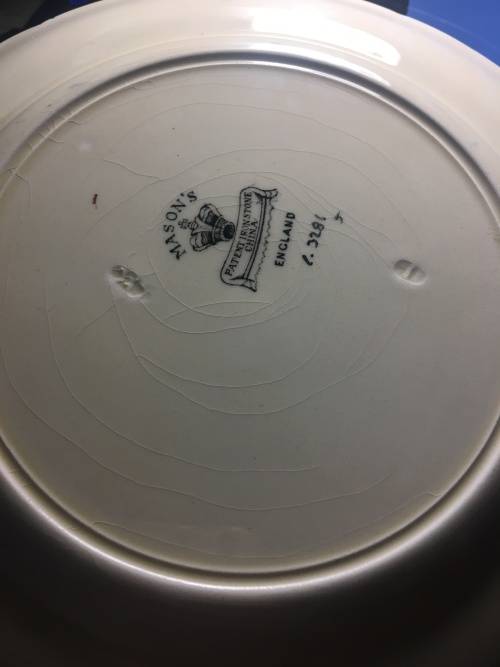 Collectable Rare Antique Masons Windsor Pattern 24 cm Plate marked  C.3286 J - C1891-1914